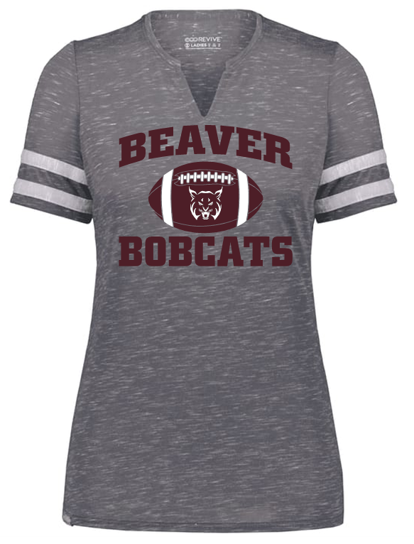 BEAVER VINTAGE FOOTBALL LADIES MONTEREY GRAY SLEEVE TSHIRT