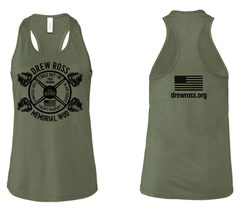 DREW ROSS MEMORIAL WOD WOMENS RACERBACK TANK