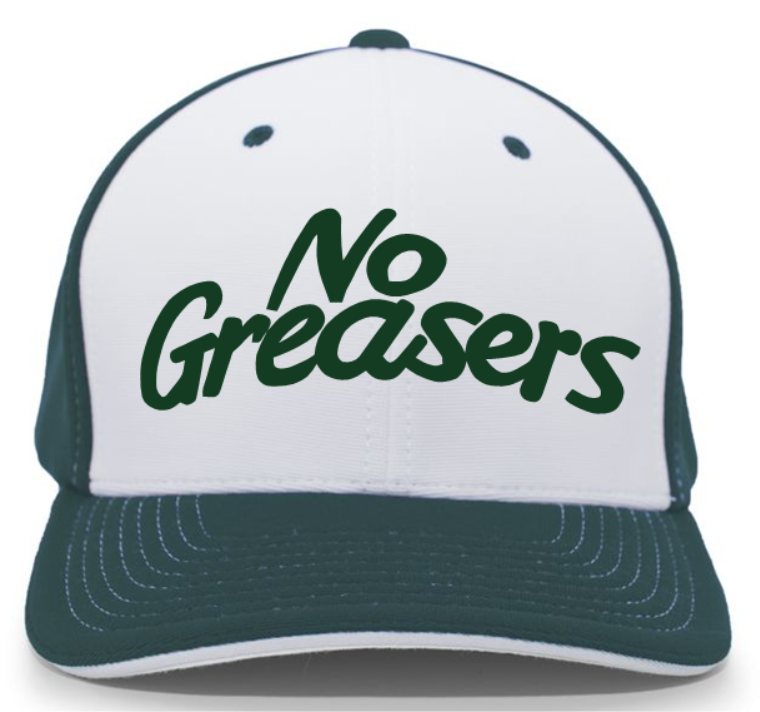 NO GREASERS GREEN/WHITE FLEXFIT HAT