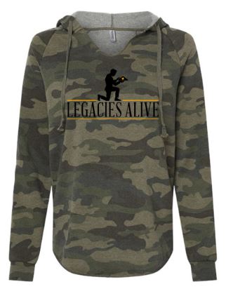 LEGACIES ALIVE BLACK  LOGO CAMO LADIES HOODIE