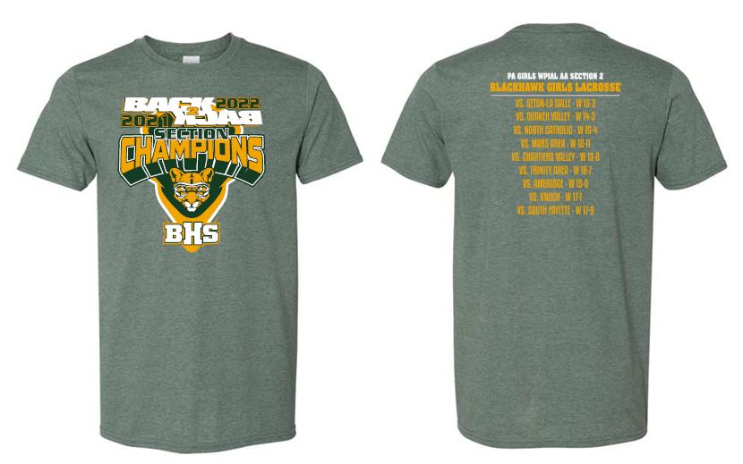 BLACKHAWK LACROSSE SECTION CHAMPS SHORT SLEEVE TSHIRT