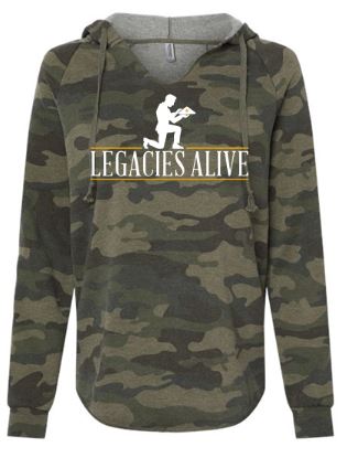 LEGACIES ALIVE WHITE LOGO CAMO LADIES HOODIE