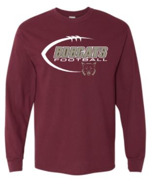 BEAVER BOBCATS FOOTBALL MAROON LONG SLEEVE TSHIRT