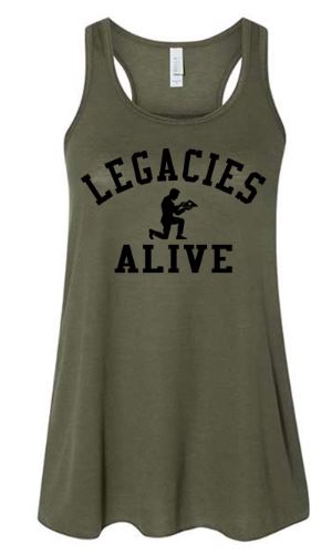 LEGACIES ALIVE VINTAGE OD GREEN FLOWY TANK TOP