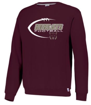 BEAVER BOBCATS FOOTBALL RUSSELL MAROON CREW NECK SWEATSHIRT