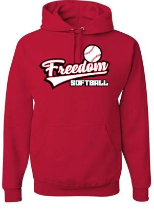 FREEDOM SOFTBALL RED COTTON HOODIE