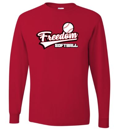 FREEDOM SOFTBALL LONG SLEEVE RED TSHIRT