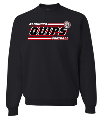 QUIPS FOOTBALL BLACK CREWNECK SWEATSHIRT