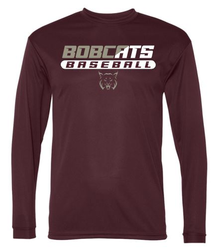 BEAVER BASEBALL MOISTURE WICKING MAROON LONG SLEEVE TSHIRT