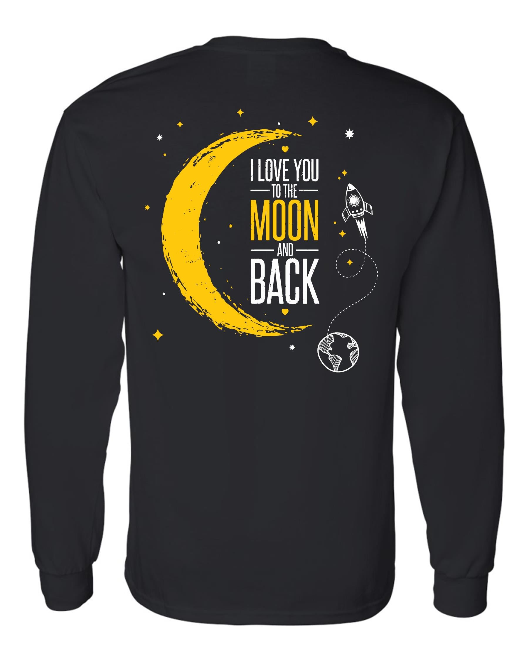Love You To The Moon Long Sleeve Black T-shirt