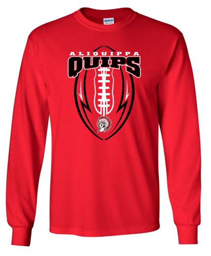 QUIPS FOOTBALL RED LONG SLEEVE GILDAN TSHIRT