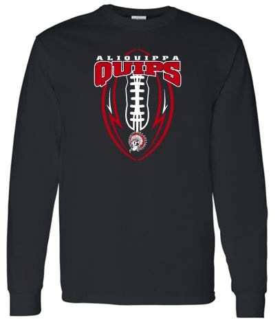 QUIPS FOOTBALL BLACK LONG SLEEVE GILDAN TSHIRT