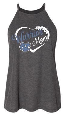 CV "GLITTER" WARRIOR MOM HIGH NECK FLOWY TANK TOP GRAY