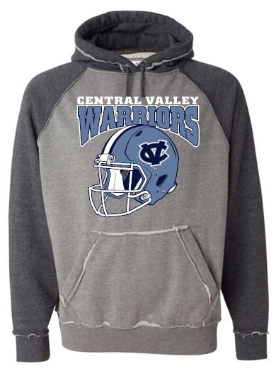 CV WARRIORS FOOTBALL HELMET RAGLAN HOODIE