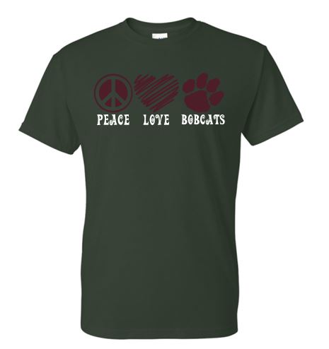PEACE LOVE BOBCATS SHORT SLEEVE TSHIRT
