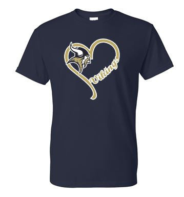 VIKING "GLITTER" HEART SHORT SLEEVE GILDAN TSHIRT