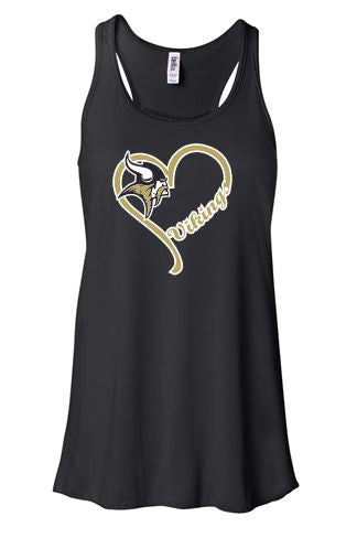 VIKING "GLITTER" HEART BELLA FLOWY TANK TOP