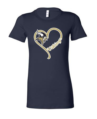 VIKING "GLITTER" HEART SHORT SLEEVE BELLA TSHIRT